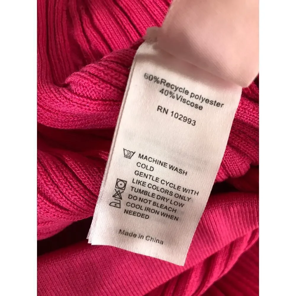 Adam Lippes Collective Pants Ribbed Knit High Waisted Pull On Bootcut Pink XL